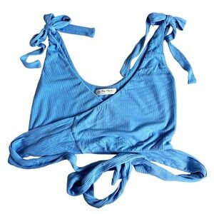 We The Free - Blue Wrap Around Crop Top with Ties - Sz.‎ XS